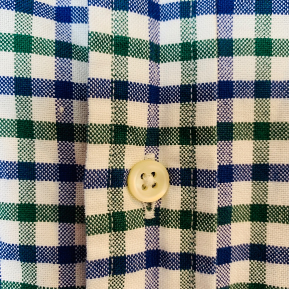 Ralph Lauren Plaid Button Down Shirt Mens Large Blue Green White Checkered Pony - Picture 7 of 15